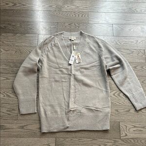 Charlie Paige Light Gray V-Neck Sweater